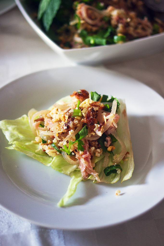 Lao Nam Khao crispy rice salad