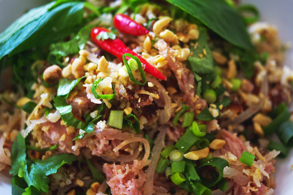 Lao Nam Khao crispy rice salad